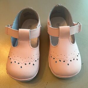 Angel Pink Dress Shoes with T-Strap and Perforated Design